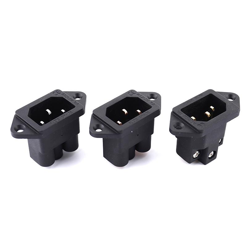 Hot Sale 1Pc HiFi Audio Pure Copper Male Audio IEC Inlet Power 3 Pin Socket AC 250V 10A Elecrtric Plug Connector
