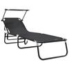 Folding Sun Lounger Black 190 X 57 X 81 Cm Oxford