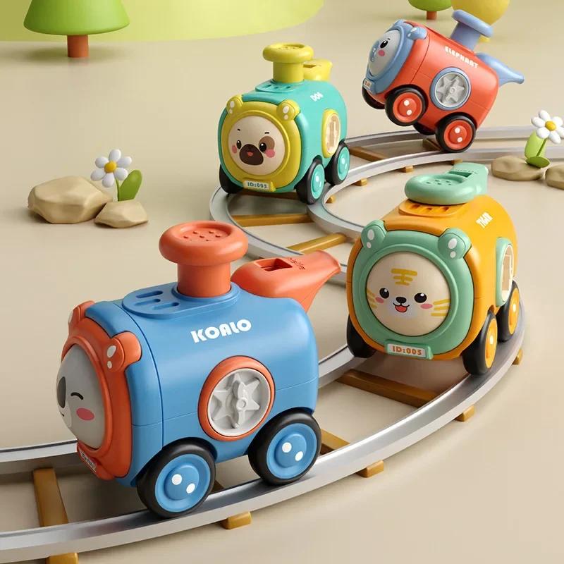 Baby Inertia Press Face Changing Train with Whistling,Small Train Impact Resistant Cartoon Car,Parent-Child Interactive Toy Gift