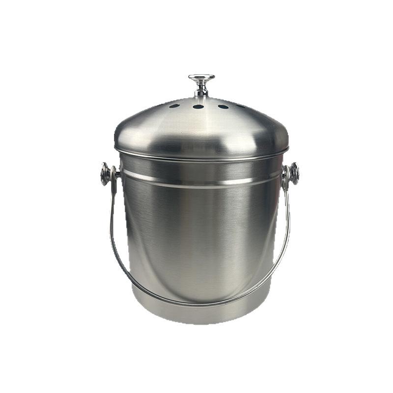 Poubelle de cuisine côtelée en acier inoxydable de 5 L avec couvercle - Recyclage et compostage pour les déchets et les épluchures de fruits