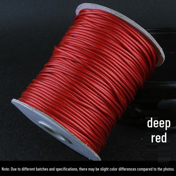 Korean Waxed Leather Cord Unisex Jade Pendant Lanyard Necklace - Red Black Weaving Thread