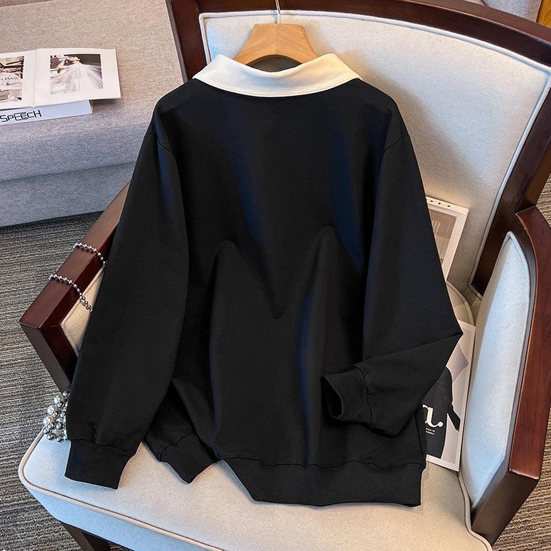 Plus Size Loose Autumn Lapel Hoodie, Chest Circumference 150/160cm, Suitable for 200/300/350 Jin