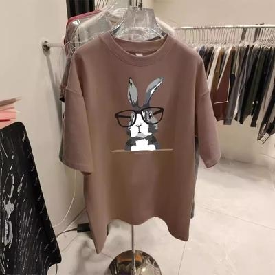 Pure Cotton Short-sleeved T-shirt Women's Medium and Long Loose Casual Fashion Versatile Top Thickened Bottoming Shirt Spring and Autumn Tide