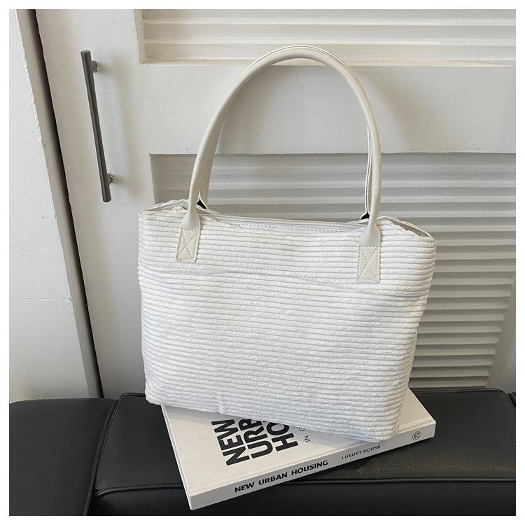 Gas große Kapazität Cord einfarbig Streifen Samt einfarbig neue Mode lässig tragbar Schulter Achsel Damen Tasche