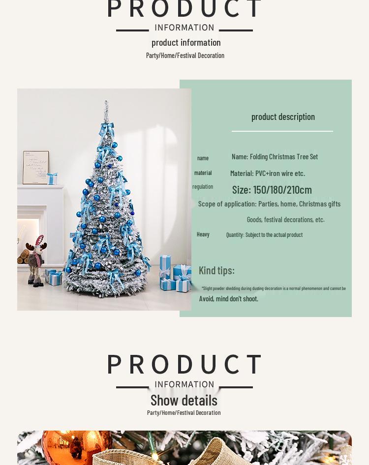 Luminous 1.8m Flocked Snow-Falling Retractable Christmas Tree for Home or Mall Decoration