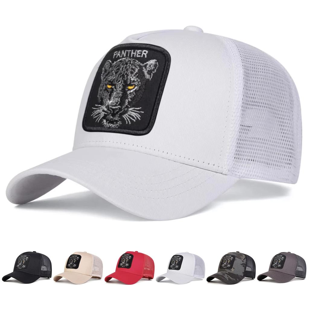 Rete Baseball Cucitura Ricamata Pantera Genere Neutro Donne Uomini Per Cappellini Primavera Estate Esterno Regolabile Cappelli Casual Cappello Parasole Sport