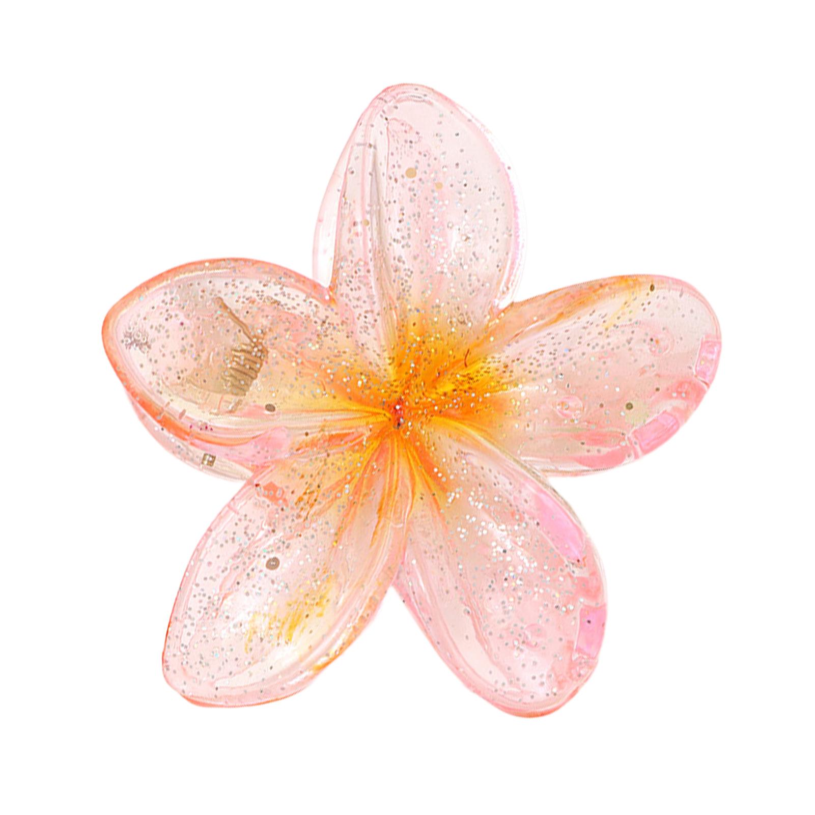 Милый Цветок Заколка-Краб для Волос для Девочек Прозрачный Конфетно-Цветной Зажим-Акула Маленькая Свежая Заколка для Волос с Франжипани Аксессуары для Волос розовый