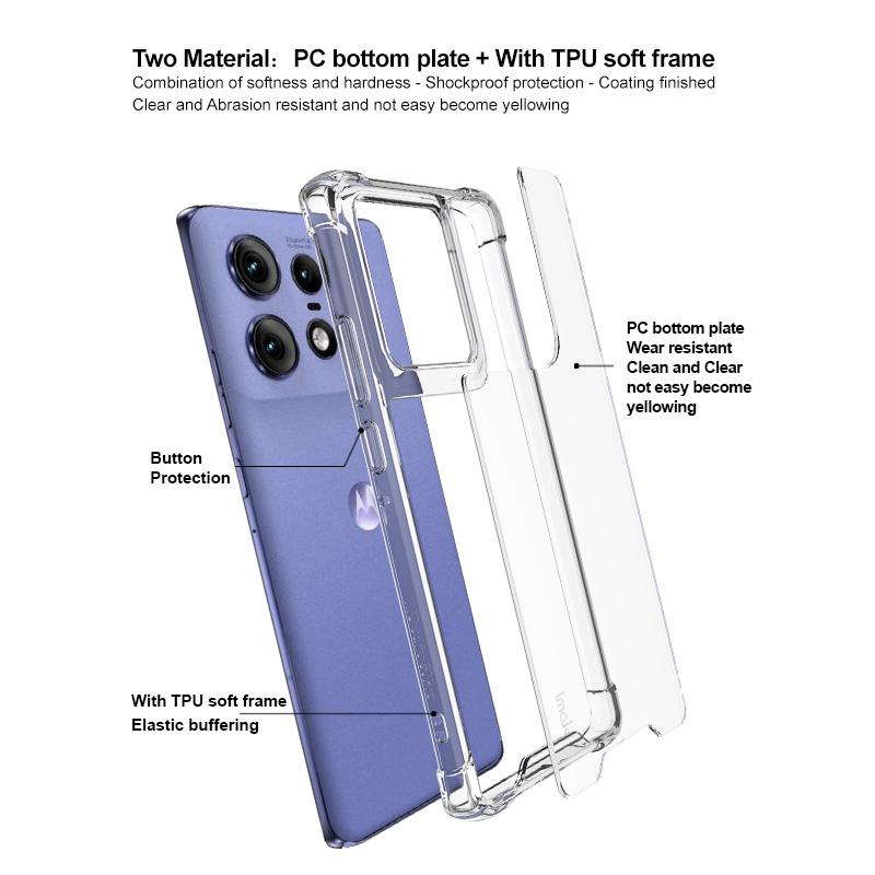 IMAK Dla Motorola Edge 50 Pro 5G Przezroczyste Etui Odporne na Wstrząsy Narożniki PC+TPU Pokrowiec na Telefon