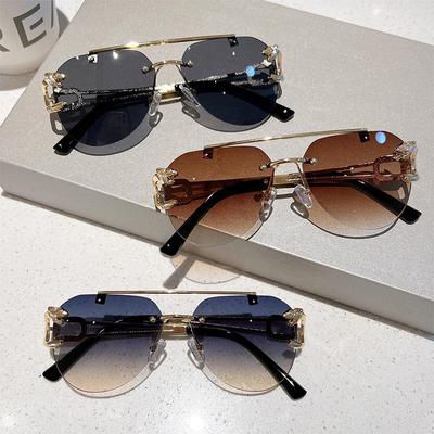 Sluneční brýle Dámské Luxusní Bezrámové Vintage Módní Brýle Lunette Oversized Stínítka De Soleil Femme Gafas De Sol Mujer Lentes