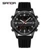 SANDA 9119 Dual Display Steel Belt Watch Men's Double Movement Multi functional Timing Night Light Alarm Clock 5ATM Waterproof-2