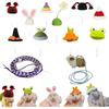 11pcs Hamster Hat, Cute Tiny Mini Hat, Hand Knitted Small Animal Hat and Hand Woven Traction Rope Set for Pets Lizards Hamsters Guinea Pig Holiday