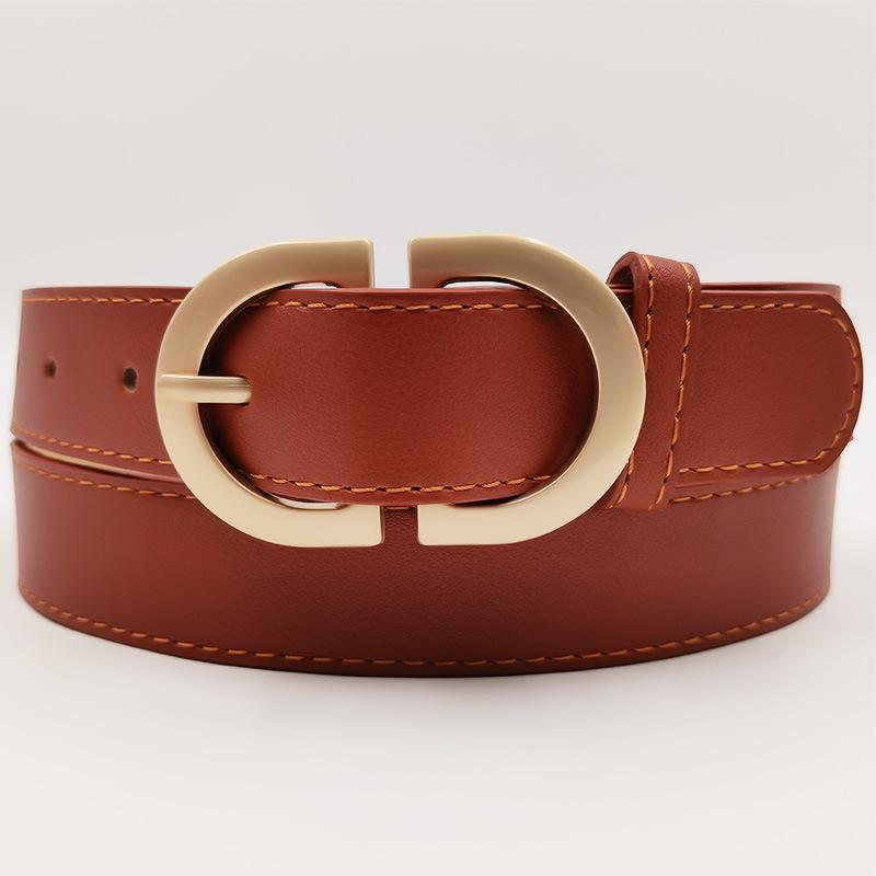 New Double D-buckle Imitation Leather Belt for Women's Fashionable Versatile Jeans Belt