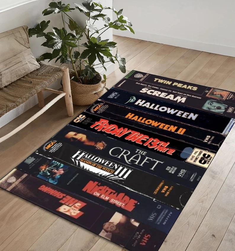 Классический Хоррор Фильм VHS Кассета Коврик Ковер Узор Зловещие Мертвецы Домашний Декор Напольные Ковры для Гостиной Спальни Медиа-Комнаты 40X60cm
