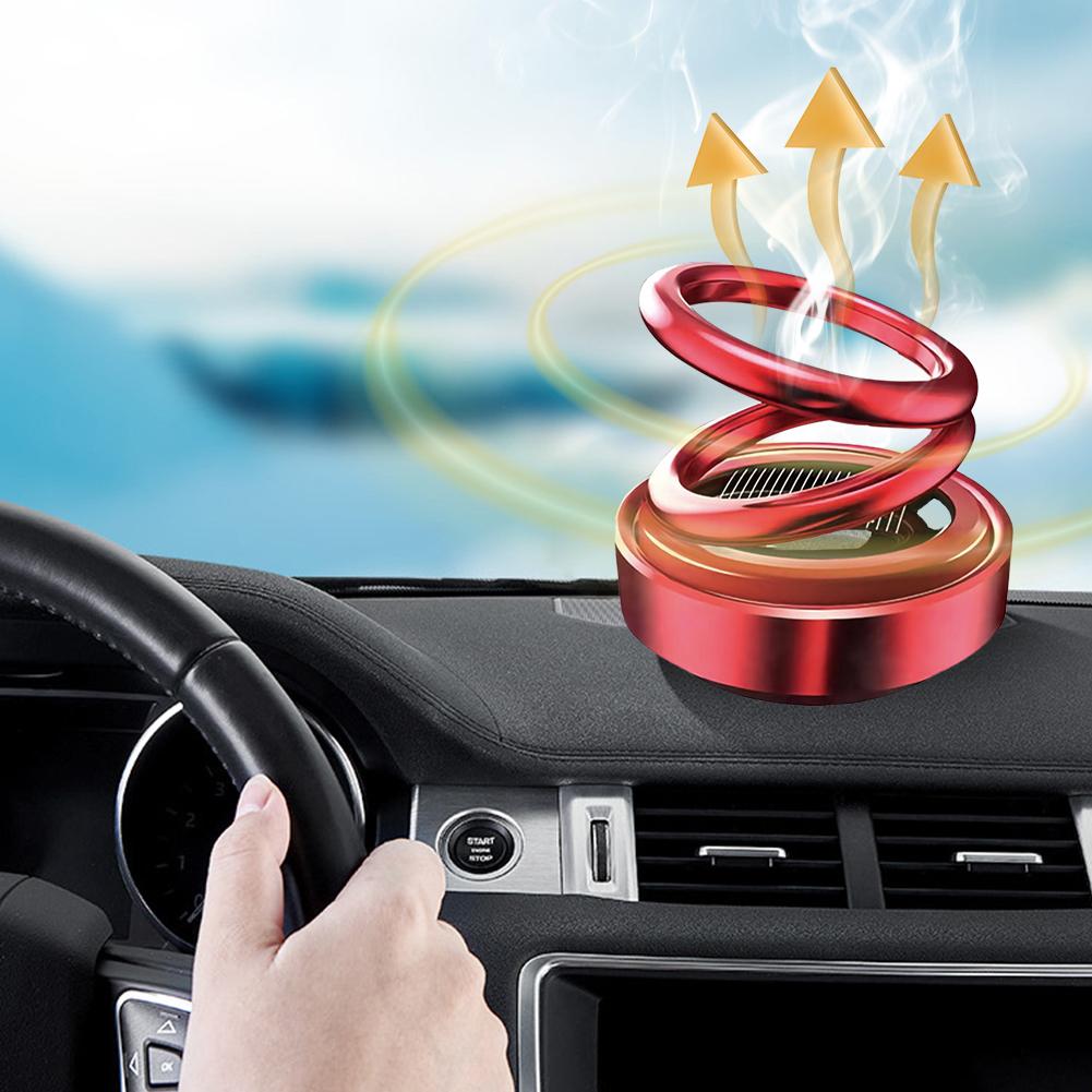 Solar Air Aromatherapy Fast Heating Flavoring Car Parfum 360 Rotation Double Ring Interior Decoration Rotating Car Air Freshener