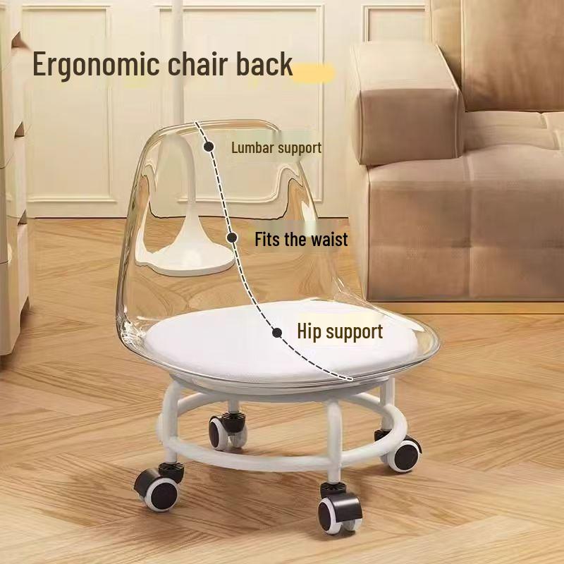 Clear Toddler Stool with Wheels: Roller Low Acrylic Chair for Home Use