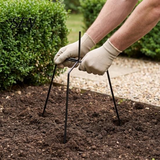 Yard Decoration Stand Heavy Duty Iron Garden Stake, Triangular Stability Ground Peg, Rust Metal Insert Resistant Support Bracket for Outdoor Lawn And