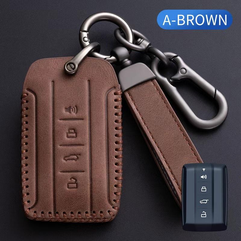 

Oli Leather Car Key Protect Cover Case Set For Great Wall GWM WEY TANK 300 400 500 700 Tank300 Remote Holder Accessories коричневий