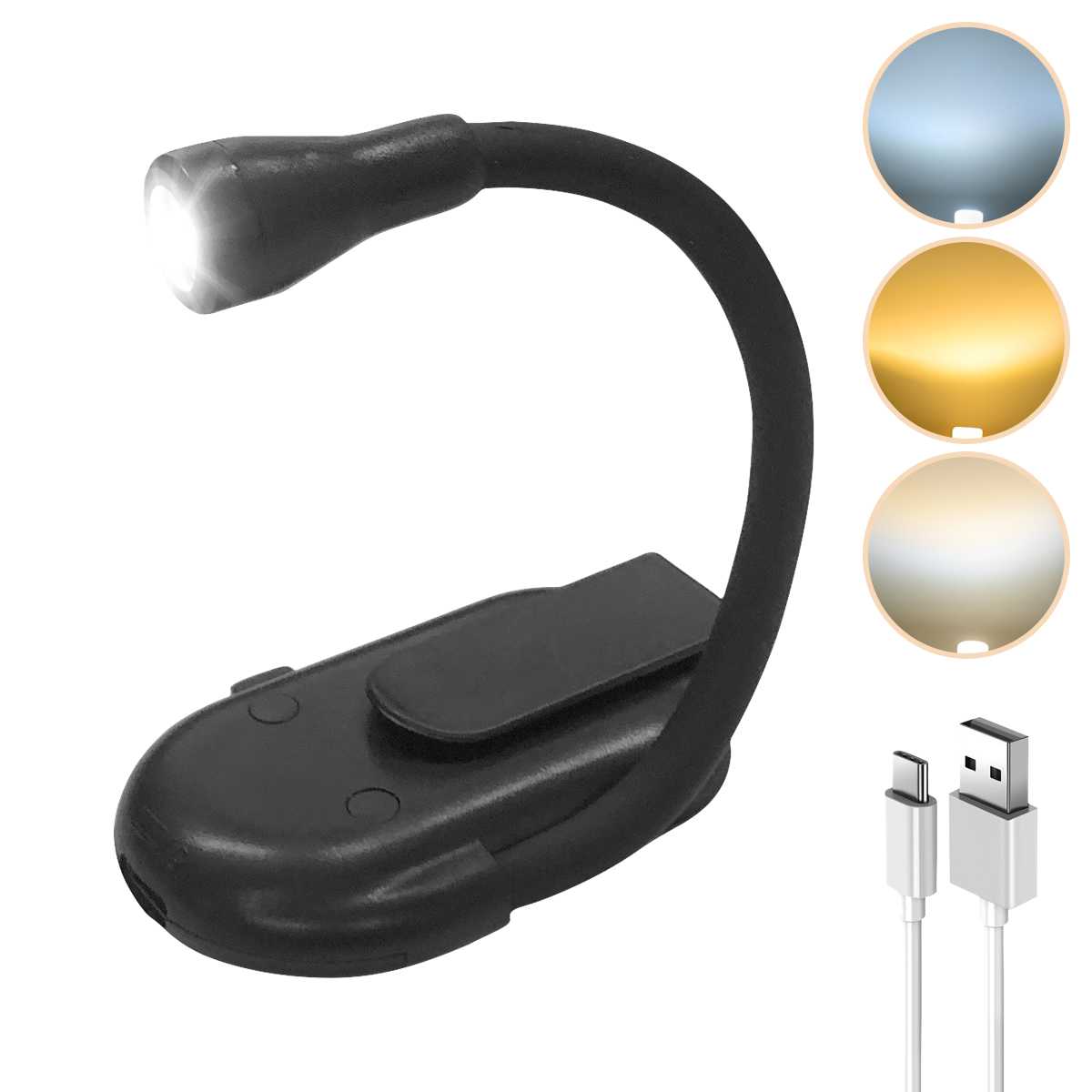 

Mini Foldable Book Reading Light LED USB Rechargeable Book Light Portable Clip-On Desk Lamp Stepless Dimming Suitable for Travel