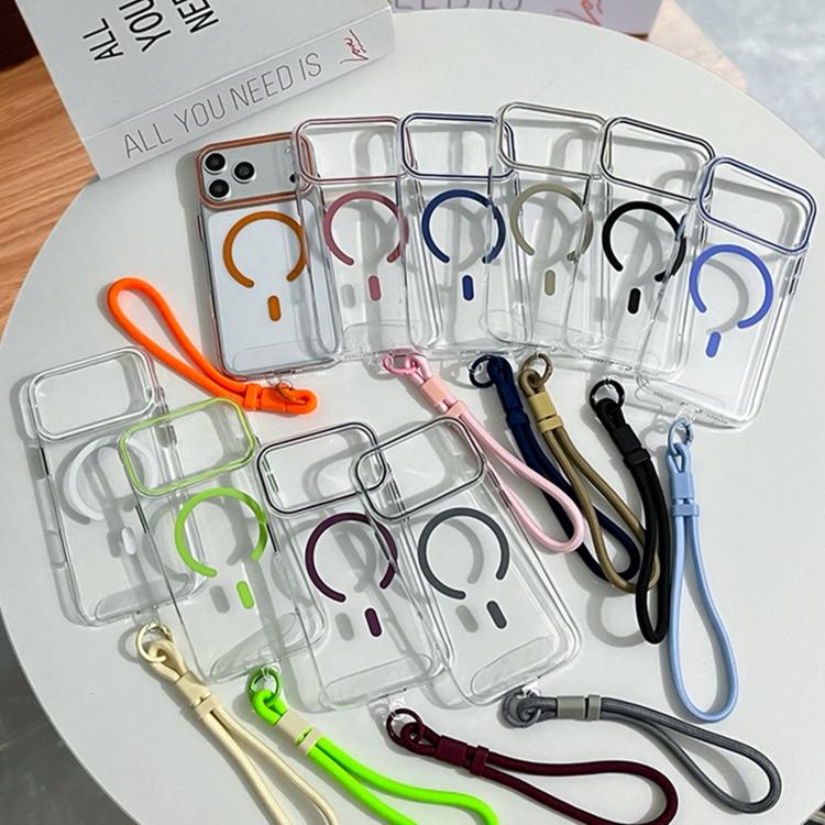 Question Mark Clear PC Magnetic Phone Case with Lanyard