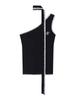 Sweet & Spicy Color Block One-Shoulder Camisole: Women's 2026 Summer Slim Fit Embroidered Sleeveless Top.