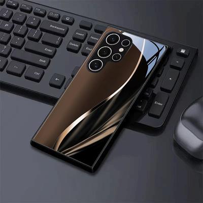 Brown Pattern Design Glass Phone Case Suitable for Samsung Galaxy S26 S25 S24 S23 S22 S20 FE/Ultra/Plus Anti Drop Back Cover