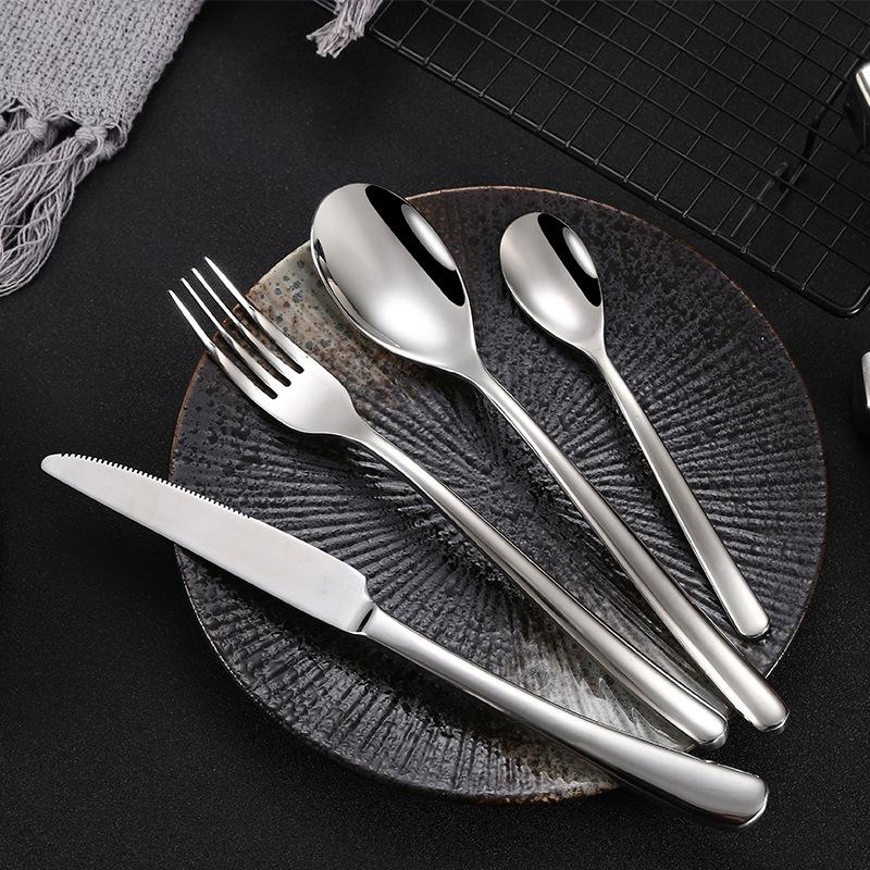 304 Stainless Steel Silver Western Tableware Knife Fork Spoon Cutlery Thickened Kitchen Utensils