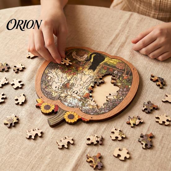 Collectible Wooden Puzzles Halloween Ghost Puzzle, Wood Pumpkin Shape & Garden Vintage Pattern Puzzle Puzzles, Decorative Table Centerpiece