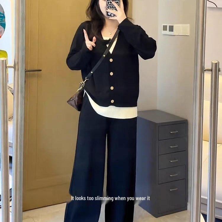 

Комплект из 3 предметов больших размеров: Свободный свитшот и широкие брюки (Размеры маломерят) L (suggested for 110-130 jin)