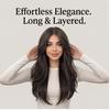 High-layered Natural Black Long Wavy Wig
