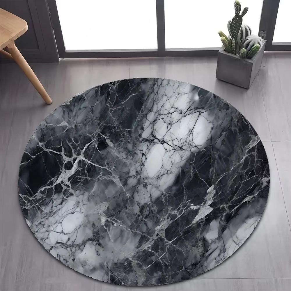 Luxurious Marble Colour White Gold Round Carpet Rug for Bedroom Living Room Decoration,pet Decor Floor Mat