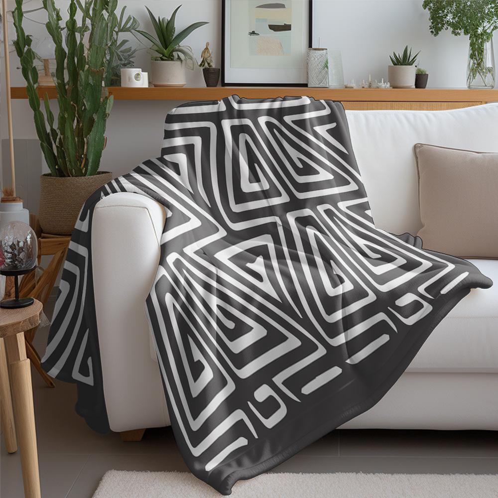 Geometric Pattern Blanket Abstract Triangle Design Throw Blanket Sofa Bed Bedding Home Decor Gift