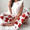 Sleeveless T-shirt Love Trousers Fashionable Comfortable Leisure Ladies Pyjamas Homewear Set
