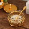 European Iron Spice Jar with Hollow Design, Transparent Glass Sugar Container, Light Luxury Kitchen Seasoning Holder