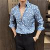 Sprig Autumn Men's Casual Shirts Fashion Print Long Sleeve Floral Shirts For Men Clothing Slim Fit Shirt Men