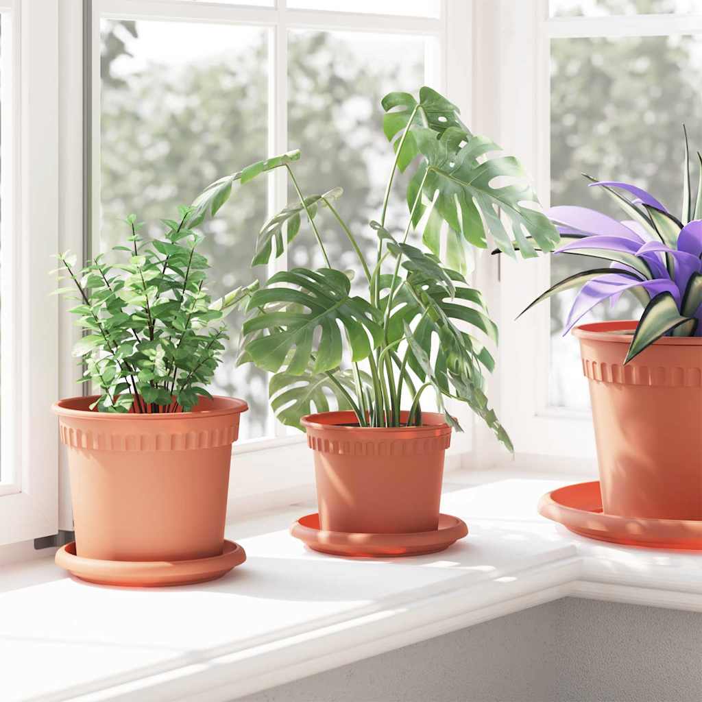Flower Pots 6 Pcs Terracotta Red Ø 12.5 X 10 Cm Plastic
