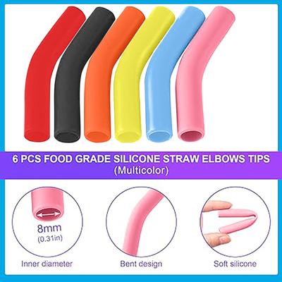 6Pcs Metal Straw Silicone Tips IN Wide(8mm Outer Diameter) Food Grade Rubber Straw Covers Elbow Straw Replacement Tip For Stainless Steel
