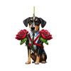 Cute Cat Dog Rose Pendants 2D Acrylic Keychain Novel Pet Themed Charm for Car Mirror Bag Home Festive Decoration