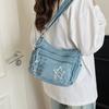 Denim Bag Multi-zipper Retro Crossbody Bag Middle-aged Mother Bag