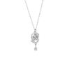 Rose Water Drop Clavicle Necklace: 999 Sterling Silver Floral Zirconia Pendant, Mori Style.