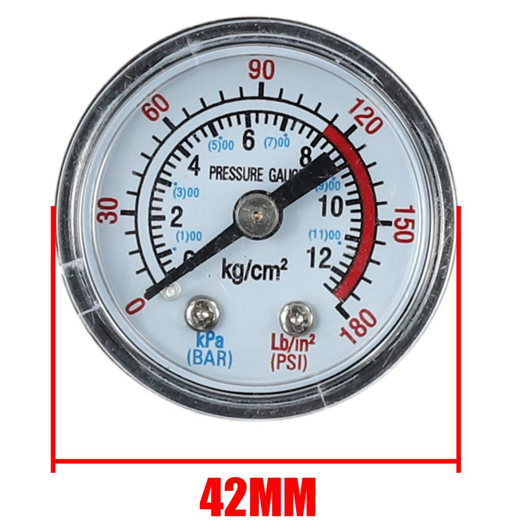 0-12Bar Pressure Gauge Pneumatic Pressure Gauge 1/8\\\" NPT Thread Case Size 42*40mm Large Dial Thread Diameter 9mm