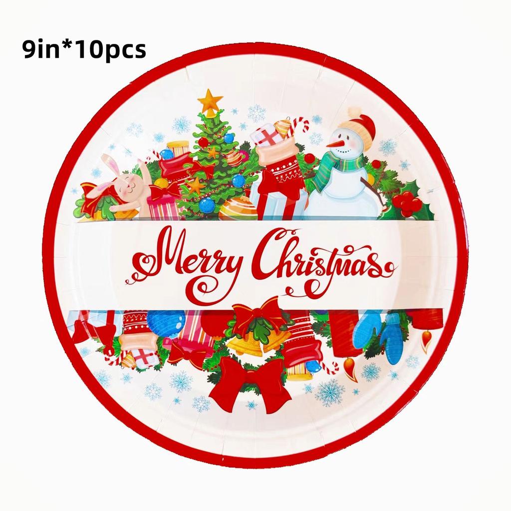 Christmas Santa Merry Claus Banner Paper Tray Paper Cup Table Cloth Accessories