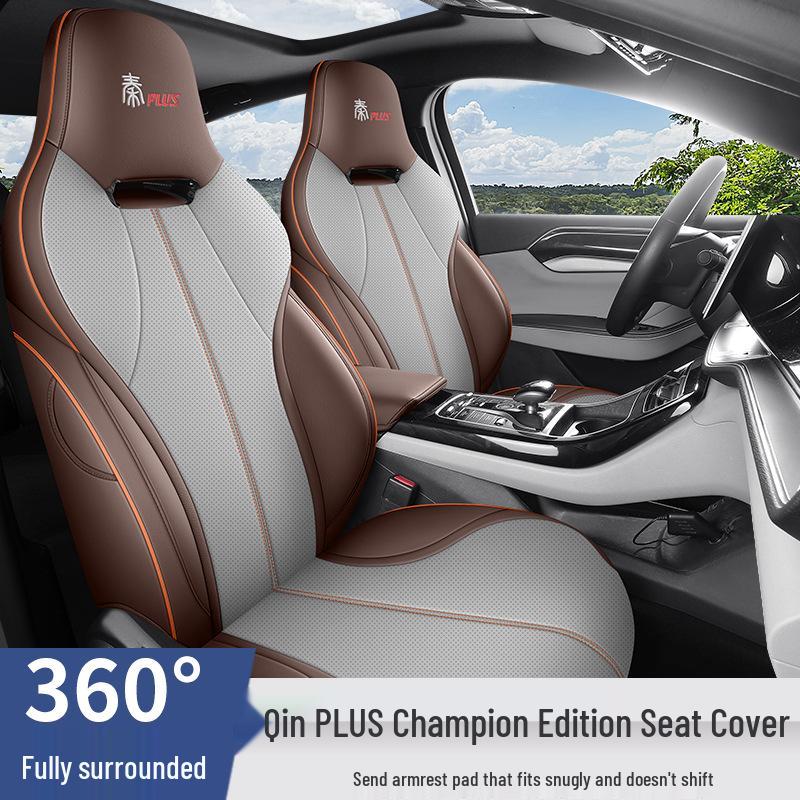 Qin PLUS Full Leather Car Seat Cushion - Universal Fit, Four Seasons, New Model
