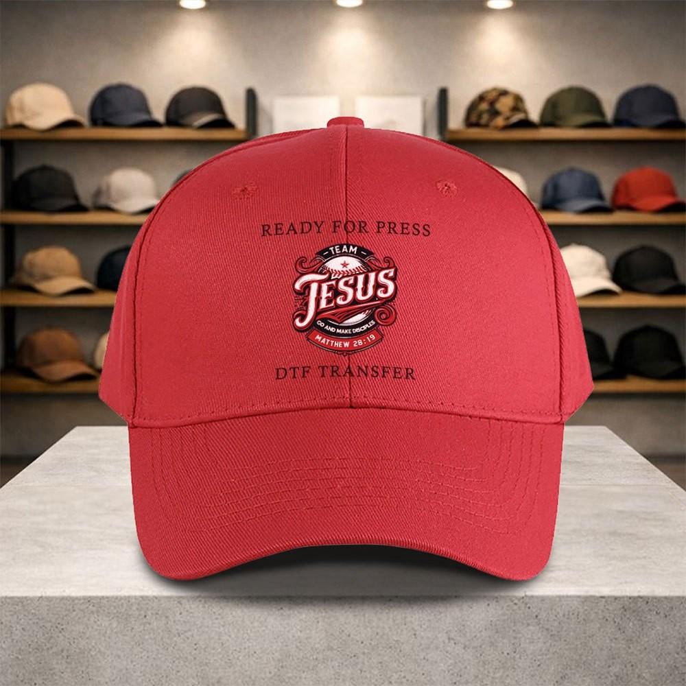 Team Jesus Graphic Baseball Cap Adjustable Polyester Solid Color Outdoor Sports Snapback Hat