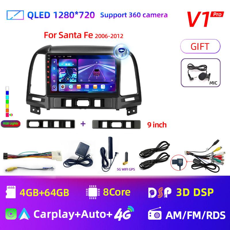 8Core Android 12 DSP Car Radio Multimidia Video Player Navigation GPS For Hyundai Santa Fe 2 2006-2012 2din Head Unit Carplay