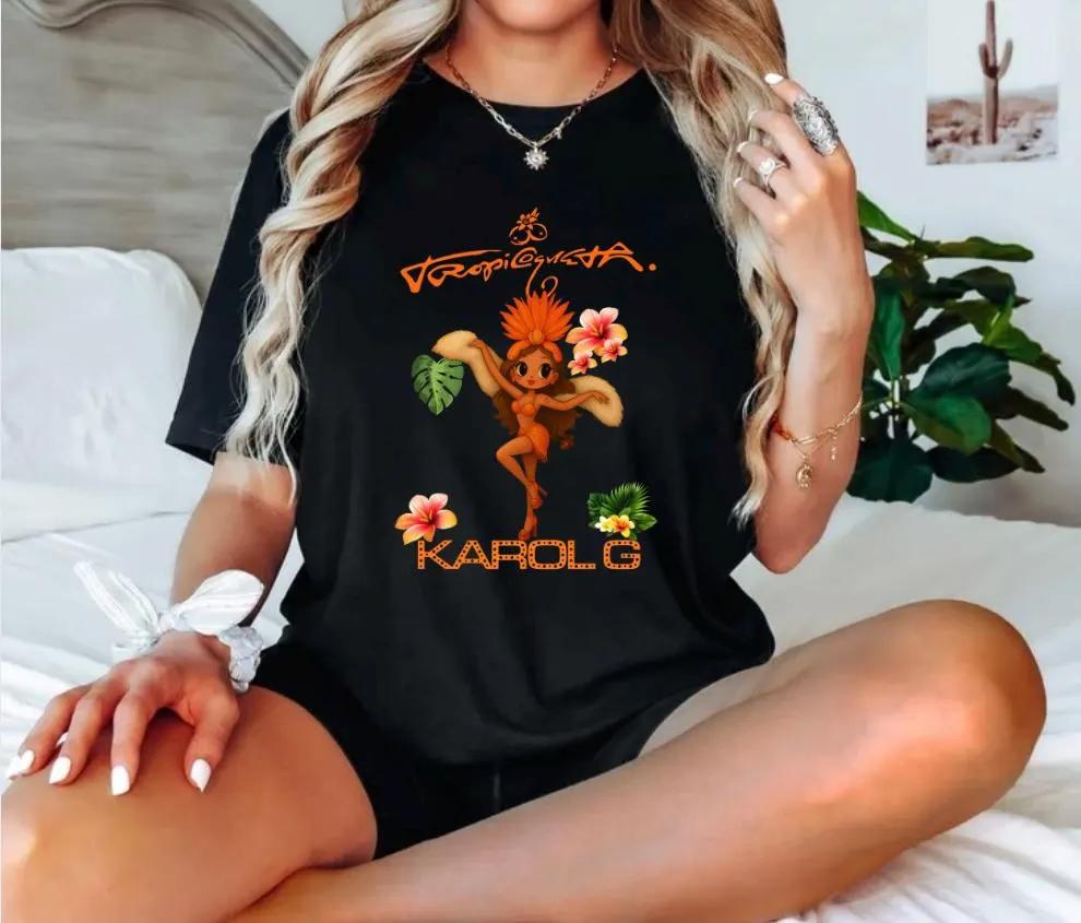 

Singer Karol G Tropicoqueta Merch Tshirt UNISEX and Women Summer Cotton Clothing Fashion Round Neck Short Sleeved Top Streetwear 4XL