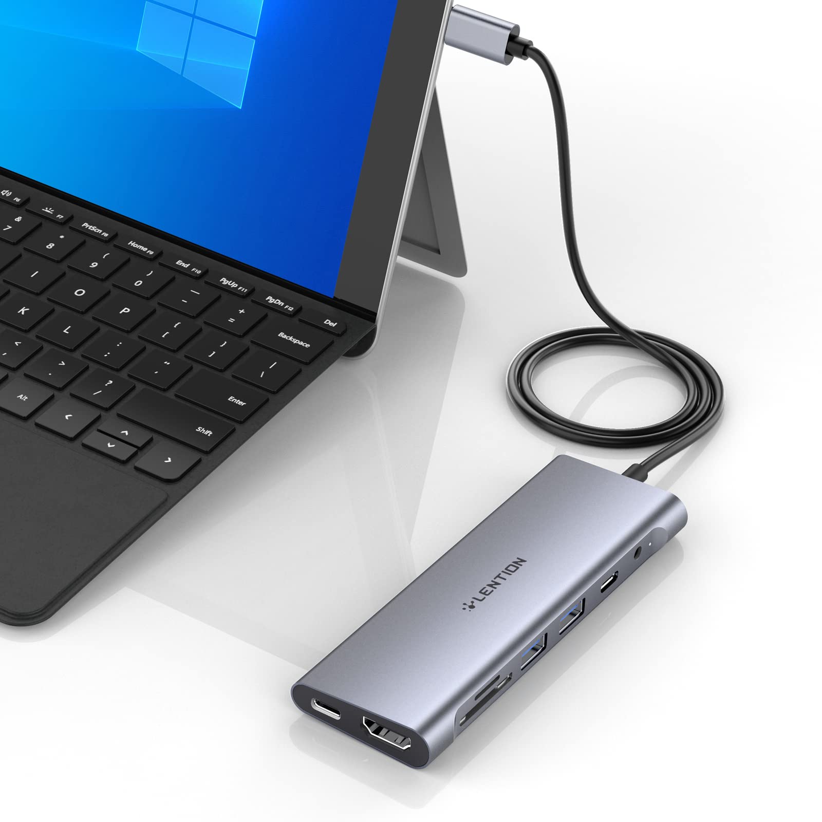 

LENTION USB C Хаб Кабель Длина 1м 8в1 4K HDMI PD Зарядка 100Вт Картридер Micro Аудио USB Type C Typec Док Совместим с MacBook Pro iPhone 15