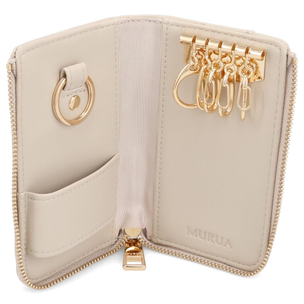 Key Case 5 Rows Zipper Keychain EMBOSS Mint [Murua] Women's L-shaped MR-W1214