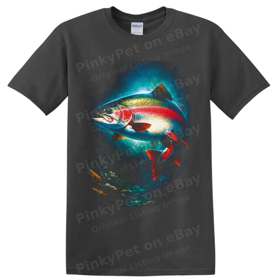 Rainbow Trout Fishing T Shirt Colorful Freshwater Fish Angler Graphic Art Tee