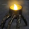 Halloween Themed Accents Skeleton Hand Candle Light, Gothic Creepy Skull Hands Fake LED Seasonal Table Decoration for Centerpiece, Entryway,