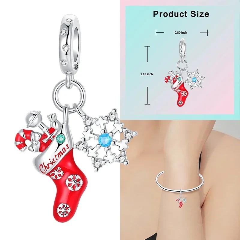 Christmas Charms Copper Christmas Tree Santa Claus Ice Boot Snowflake Pendant Beads Fit Bracelet Diy Jewelry